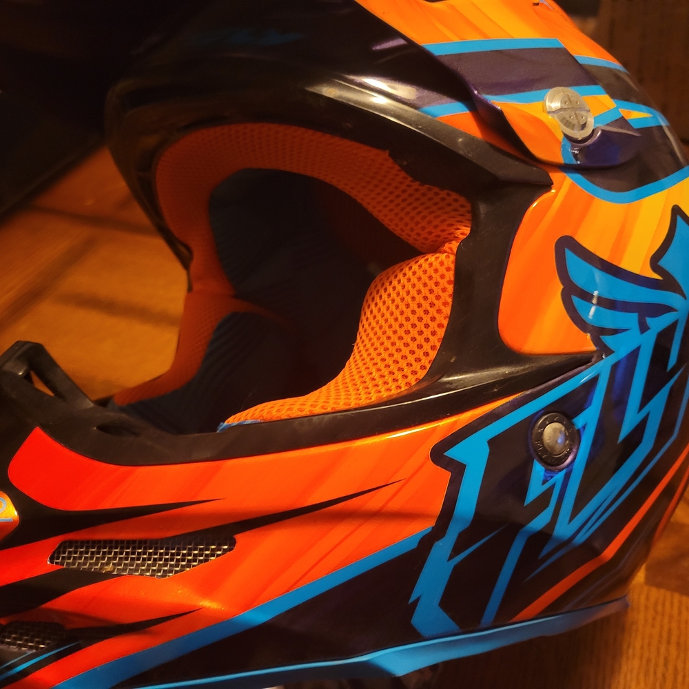 NWT Fly Racing Vibrant Orange and Blue Motorcycle Helmet - Picture 3 of 8